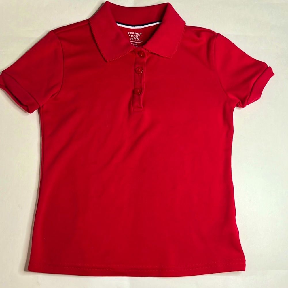7-8 girls French Toast red polo